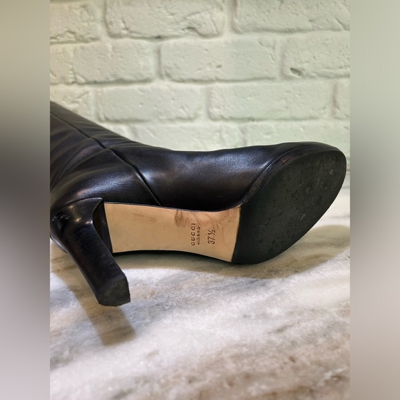 Gucci Rodano Calf Black Leather Boots with Heel - Picture 6 of 13